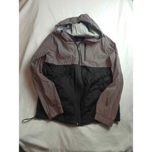 Rue21 Windbreaker Jacket Mens Medium Gray Black Full Zip Hooded Gorpcore Casual